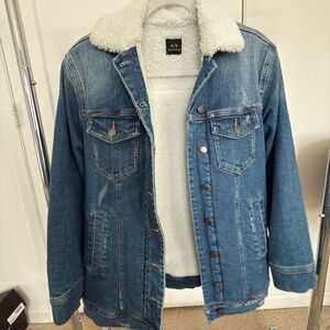 Armani Exchange A|X Sherpa Lined Denim Jacket – Warm, XS